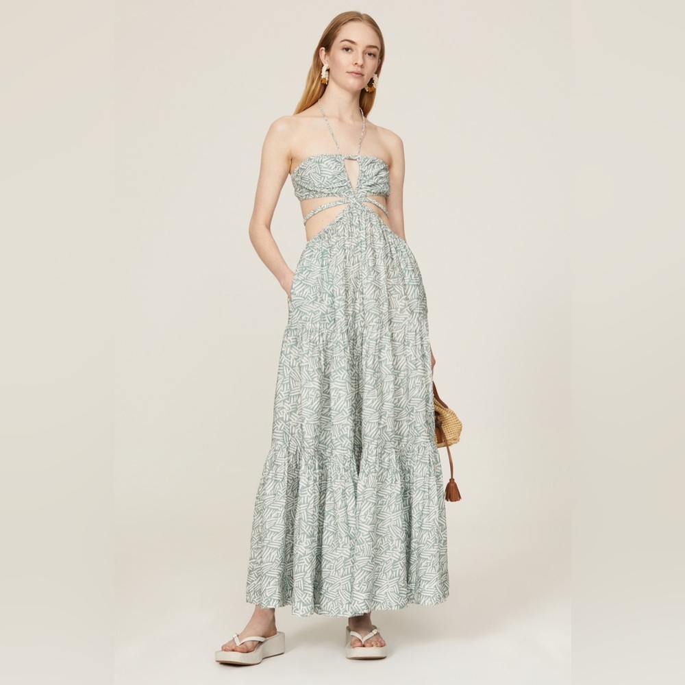 SIMKHAI Laurel Palm Leaf Maxi‎ in Suft Print Size xs